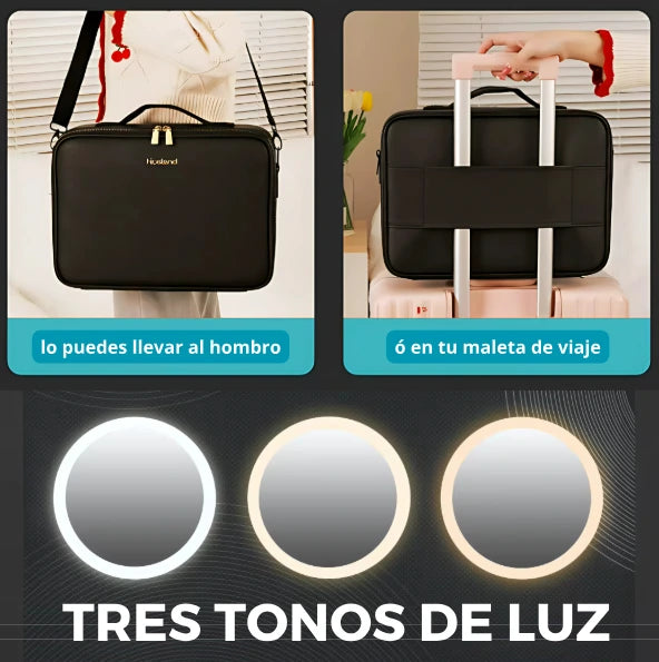 COSMETIQUERA PROFESIONAL CON ESPEJO-LUZ LED