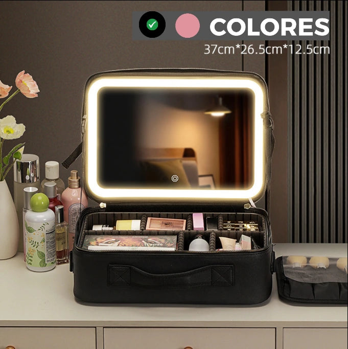 COSMETIQUERA PROFESIONAL CON ESPEJO-LUZ LED
