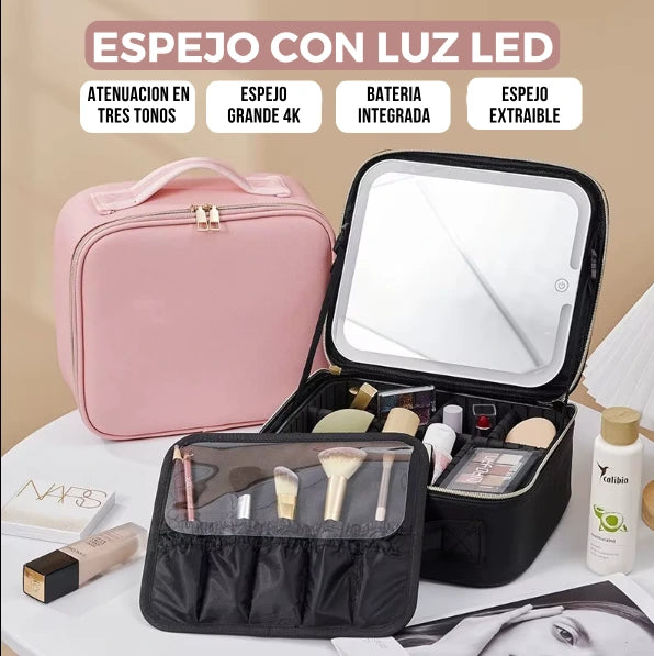 COSMETIQUERA PROFESIONAL CON ESPEJO-LUZ LED