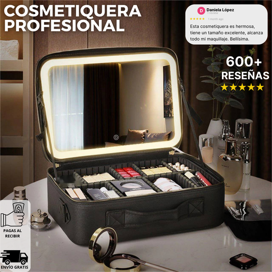 COSMETIQUERA PROFESIONAL CON ESPEJO-LUZ LED