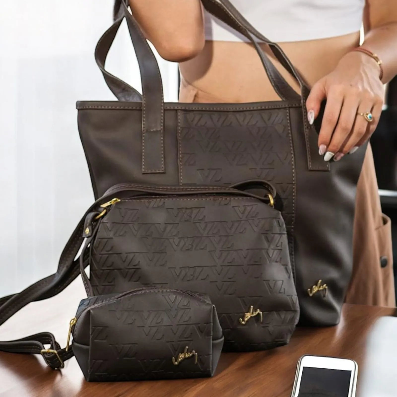 TRIO EN CUERO DAMA REF IBIZA VELEZ